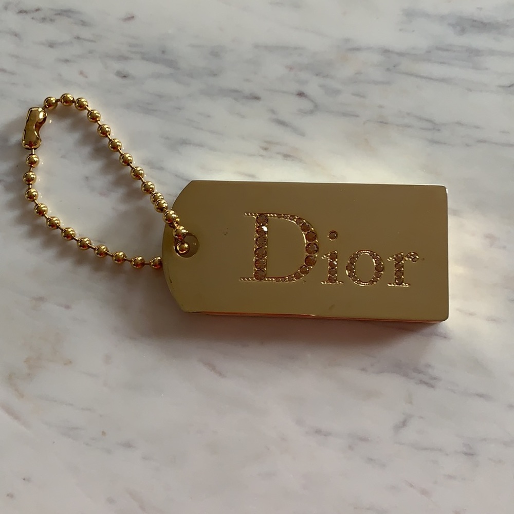 Dior gold & crystal “Sparkling” dog tag